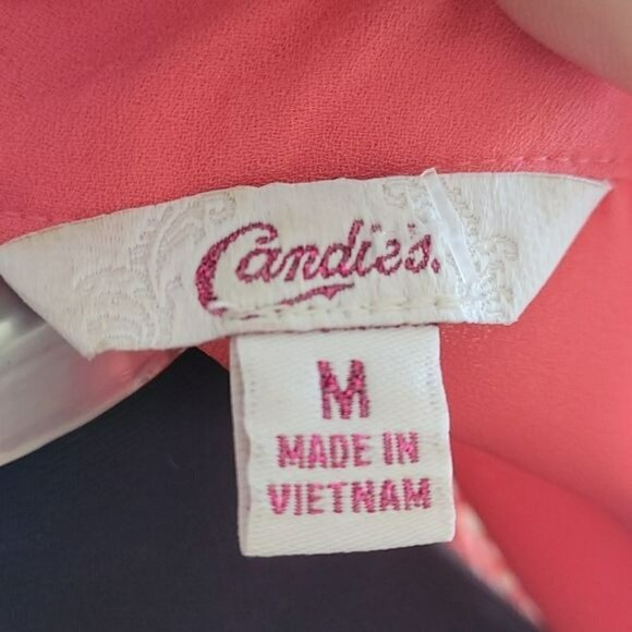 Candie's Coral Lace back blouse M - Picture 4 of 8
